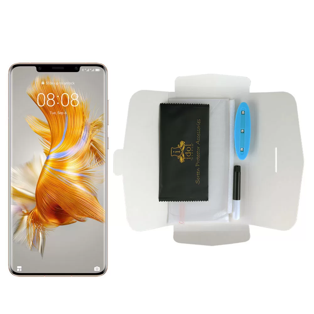 IDOL 1991 UV TEMPERED GLASS HUAWEI MATE 50 PRO 6.74in 9H 0.20mm 10D SEMI WITH GLUE-TOOL FINGER UNLOCK FULL COVER TRANSPARENT - Image 5