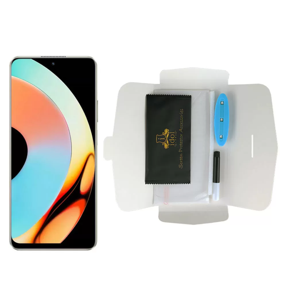 IDOL 1991 UV TEMPERED GLASS REALME 10 PRO+ 5G 6.7in 9H 0.20mm 10D SEMI WITH GLUE-TOOL FINGER UNLOCK FULL COVER TRANSPARENT - Image 5