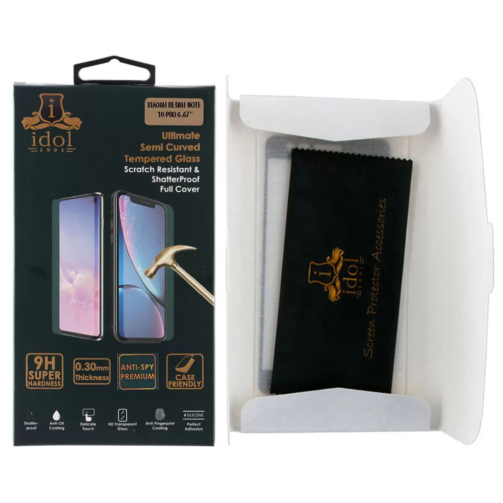 IDOL 1991 TEMPERED GLASS XIAOMI REDMI NOTE 10 PRO 6.67in 9H 0.25mm 20D FULL GLUE SEMI CURVED BLACK - Image 3