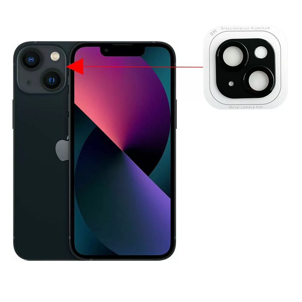 VOLTE-TEL CAMERA GLASS COVER IPHONE 13 MINI 5.4in/IPHONE 13 6.1in 9H 0.30MM 3D ALUMINIUM-ELECTROPLATING FRAME BLACK - Image 5