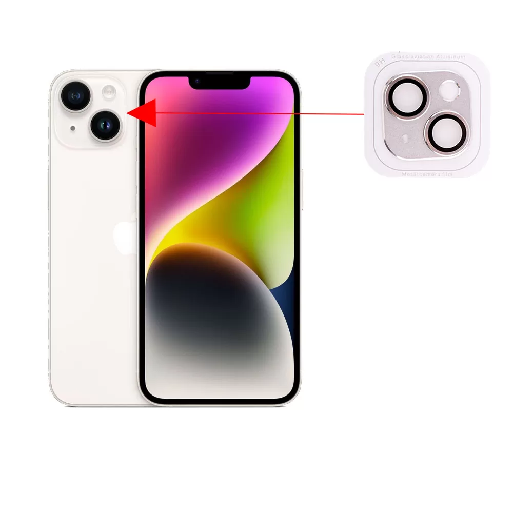 VOLTE-TEL CAMERA GLASS COVER IPHONE 13 MINI 5.4in/IPHONE 13 6.1in 9H 0.30MM 3D ALUMINIUM-ELECTROPLATING FRAME SILVER - Image 6