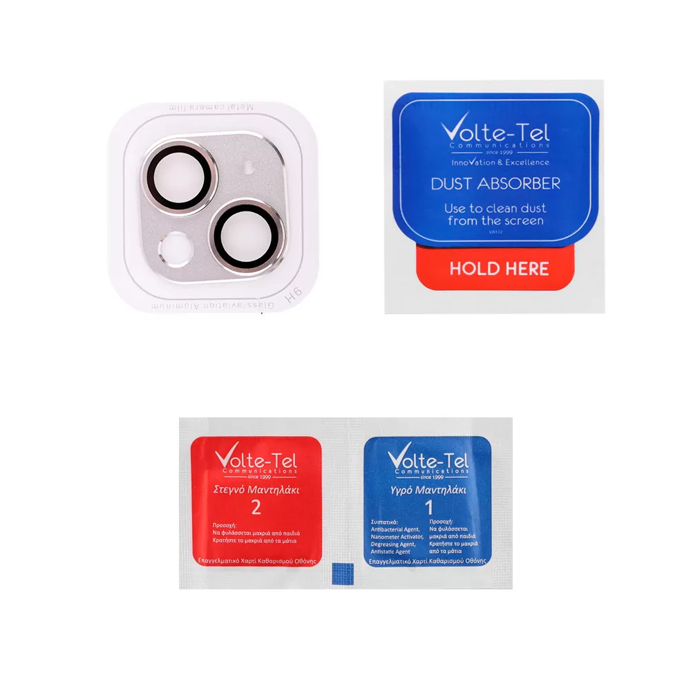 VOLTE-TEL CAMERA GLASS COVER IPHONE 13 MINI 5.4in/IPHONE 13 6.1in 9H 0.30MM 3D ALUMINIUM-ELECTROPLATING FRAME SILVER - Image 5