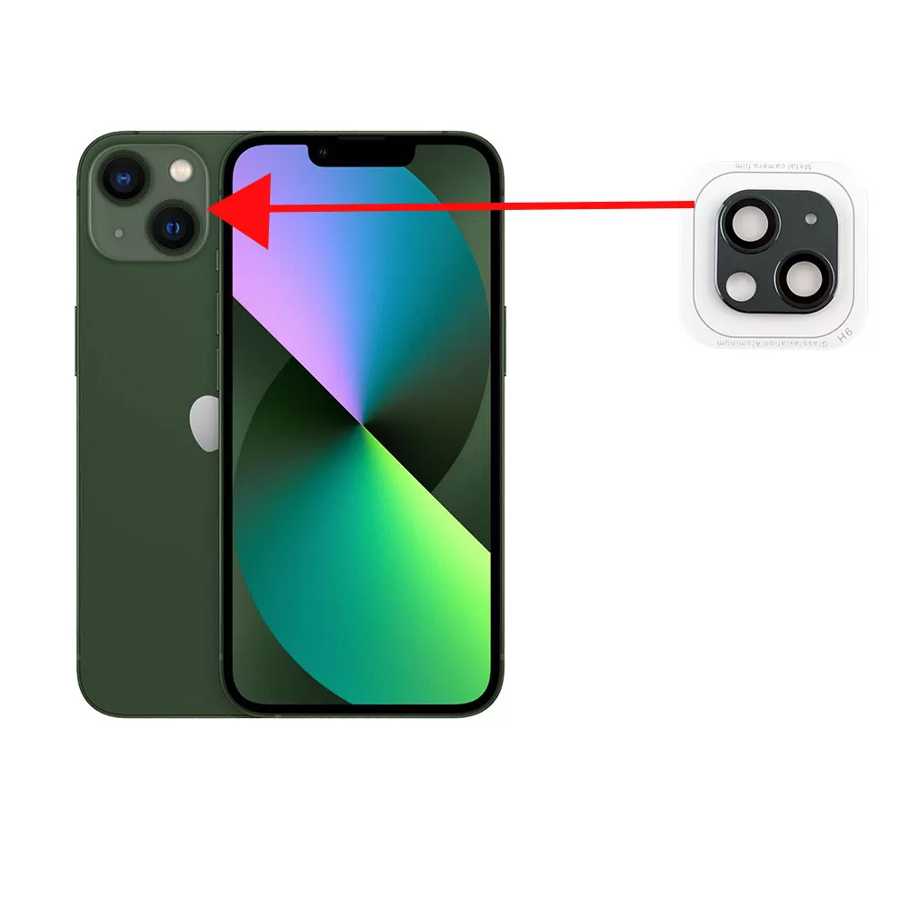 VOLTE-TEL CAMERA GLASS COVER IPHONE 13 MINI 5.4in/IPHONE 13 6.1in 9H 0.30MM 3D ALUMINIUM-ELECTROPLATING FRAME GREEN - Image 6