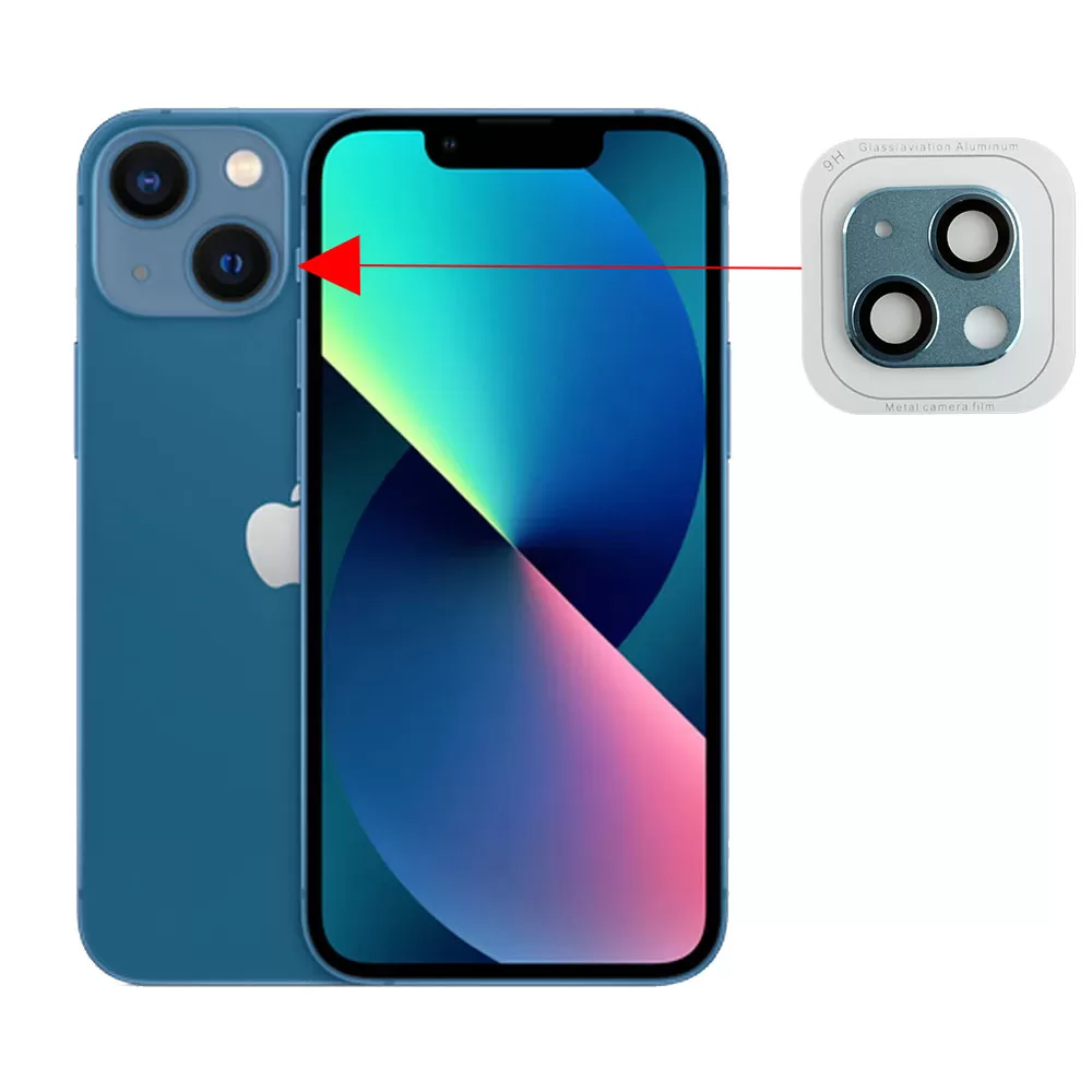 VOLTE-TEL CAMERA GLASS COVER IPHONE 13 MINI 5.4in/IPHONE 13 6.1in 9H 0.30MM 3D ALUMINIUM-ELECTROPLATING FRAME BLUE - Image 6
