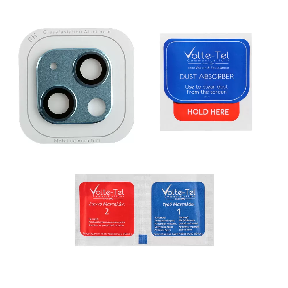VOLTE-TEL CAMERA GLASS COVER IPHONE 13 MINI 5.4in/IPHONE 13 6.1in 9H 0.30MM 3D ALUMINIUM-ELECTROPLATING FRAME BLUE - Image 5