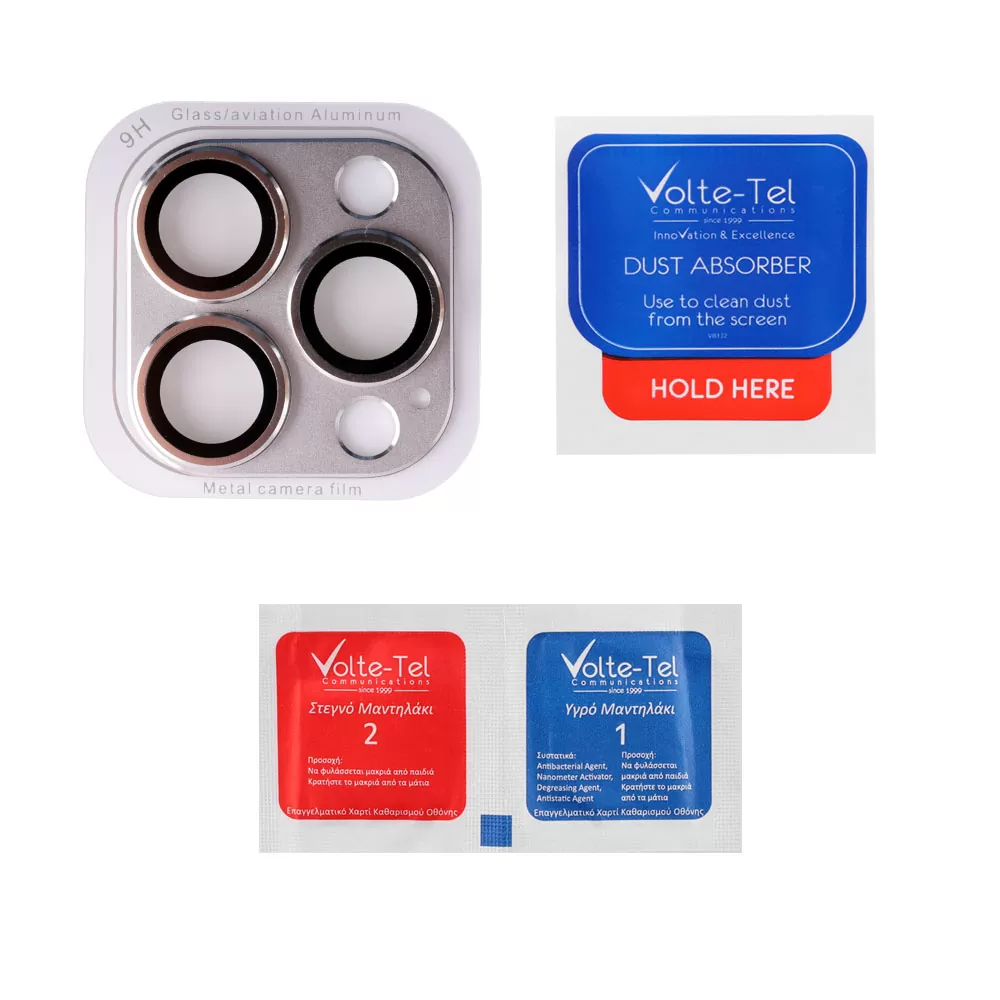 VOLTE-TEL CAMERA GLASS COVER IPHONE 13 PRO 6.1in/IPHONE 13 PRO MAX 6.7in 9H 0.30MM 3D ALUMINIUM-ELECTROPLATING FRAME SILVER - Image 5