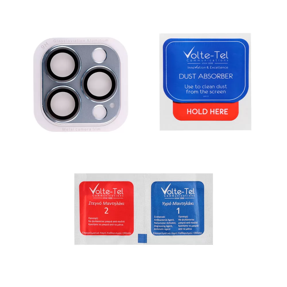 VOLTE-TEL CAMERA GLASS COVER IPHONE 13 PRO 6.1in/IPHONE 13 PRO MAX 6.7in 9H 0.30MM 3D ALUMINIUM-ELECTROPLATING FRAME BLUE - Image 5