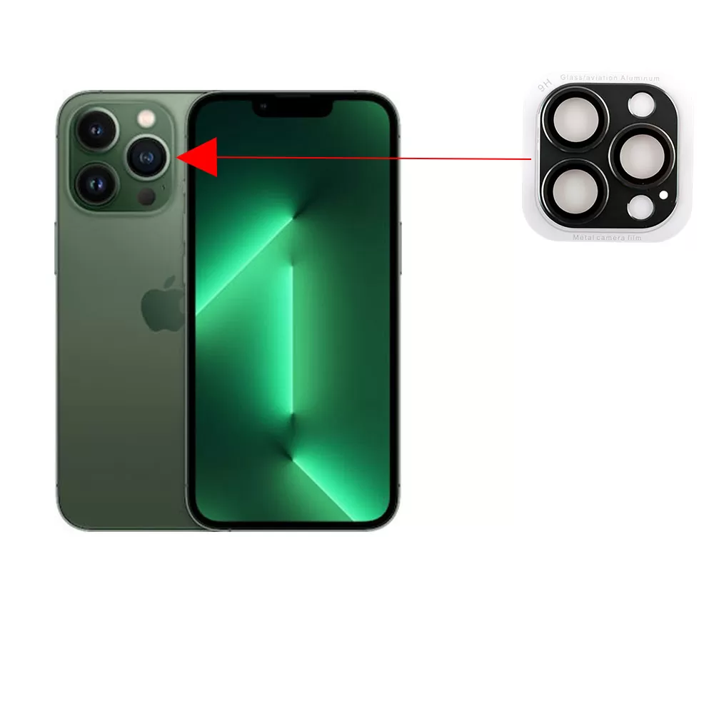 VOLTE-TEL CAMERA GLASS COVER IPHONE 13 PRO 6.1in/IPHONE 13 PRO MAX 6.7in 9H 0.30MM 3D ALUMINIUM-ELECTROPLATING FRAME GREEN - Image 6