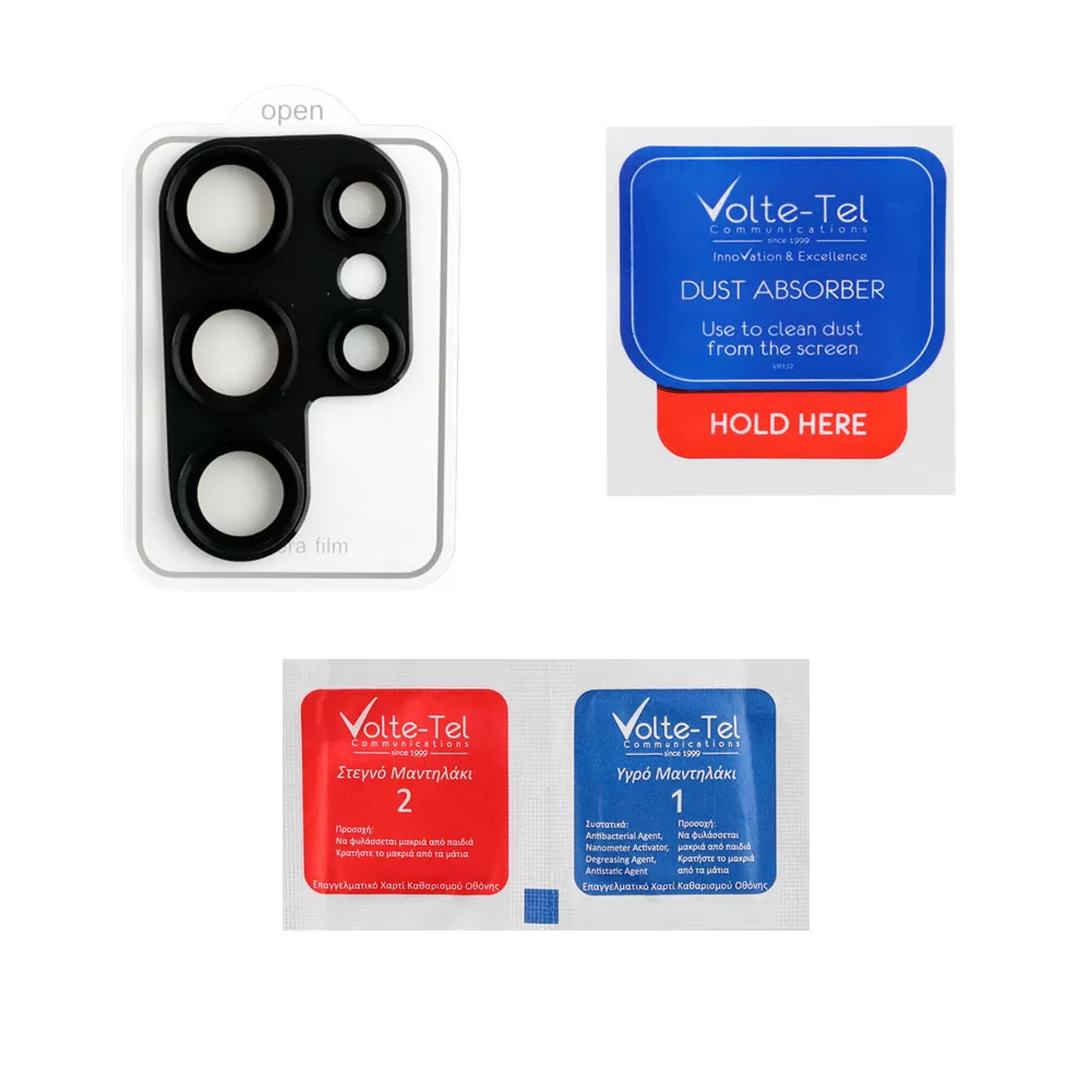 VOLTE-TEL CAMERA GLASS COVER SAMSUNG S23 ULTRA 5G S918 6.8in 9H 0.30MM 3D ALUMINIUM-ELECTROPLATING FRAME BLACK - Image 5