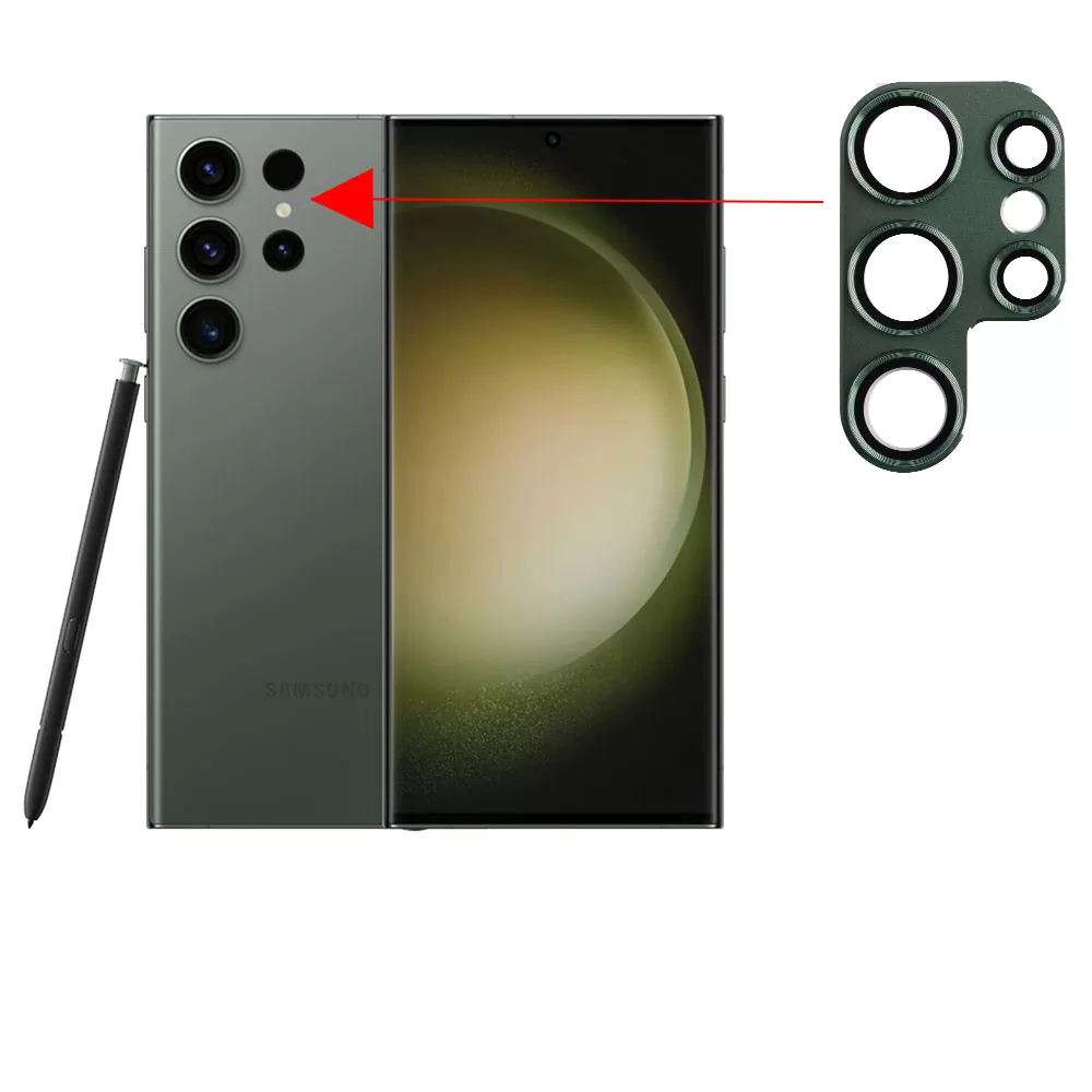 VOLTE-TEL CAMERA GLASS COVER SAMSUNG S23 ULTRA 5G S918 6.8in 9H 0.30MM 3D ALUMINIUM-ELECTROPLATING FRAME GREEN - Image 5