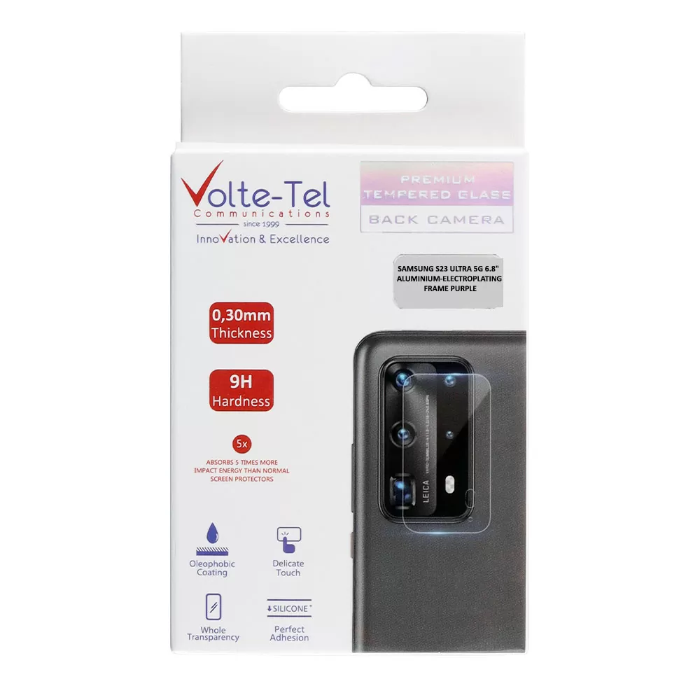 VOLTE-TEL CAMERA GLASS COVER SAMSUNG S23 ULTRA 5G S918 6.8in 9H 0.30MM 3D ALUMINIUM-ELECTROPLATING FRAME PURPLE - Image 2