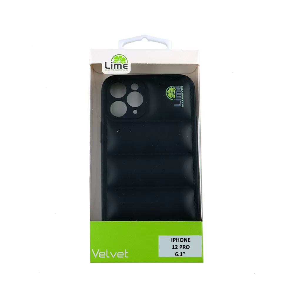 LIME BUMPY PUFFER ΘΗΚΗ IPHONE 12 PRO 6.1in  TPU FULL CAMERA PROTECTION BLACK - Image 2