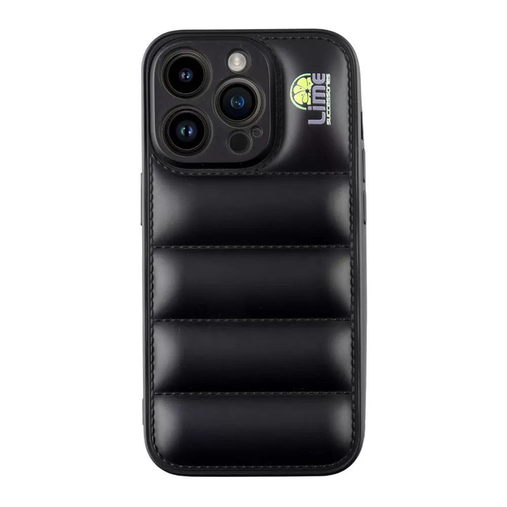 LIME BUMPY PUFFER ΘΗΚΗ IPHONE 15 PRO MAX 6.7in  TPU FULL CAMERA PROTECTION BLACK - Image 6