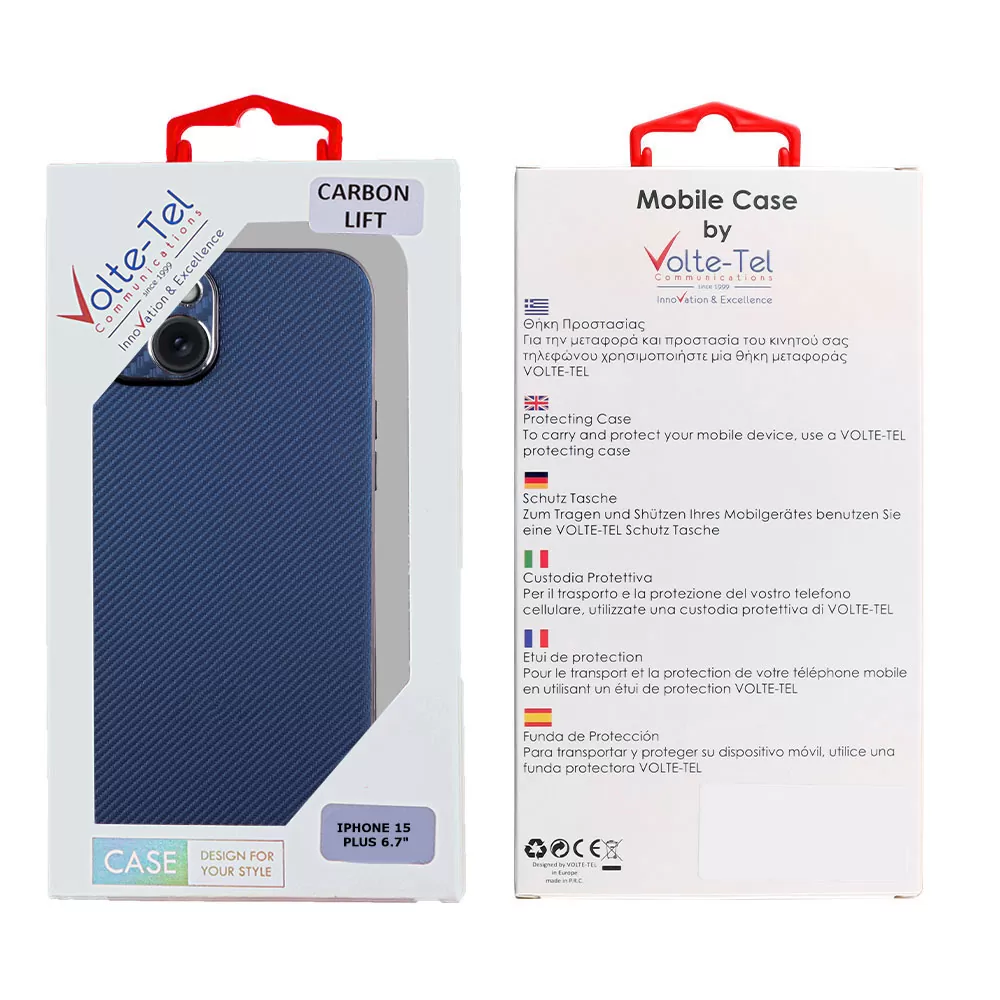 VOLTE-TEL CARBON LIFT ΘΗΚΗ IPHONE 15 PLUS 6.7in  FULL CAMERA PROTECTION BLUE - Image 2