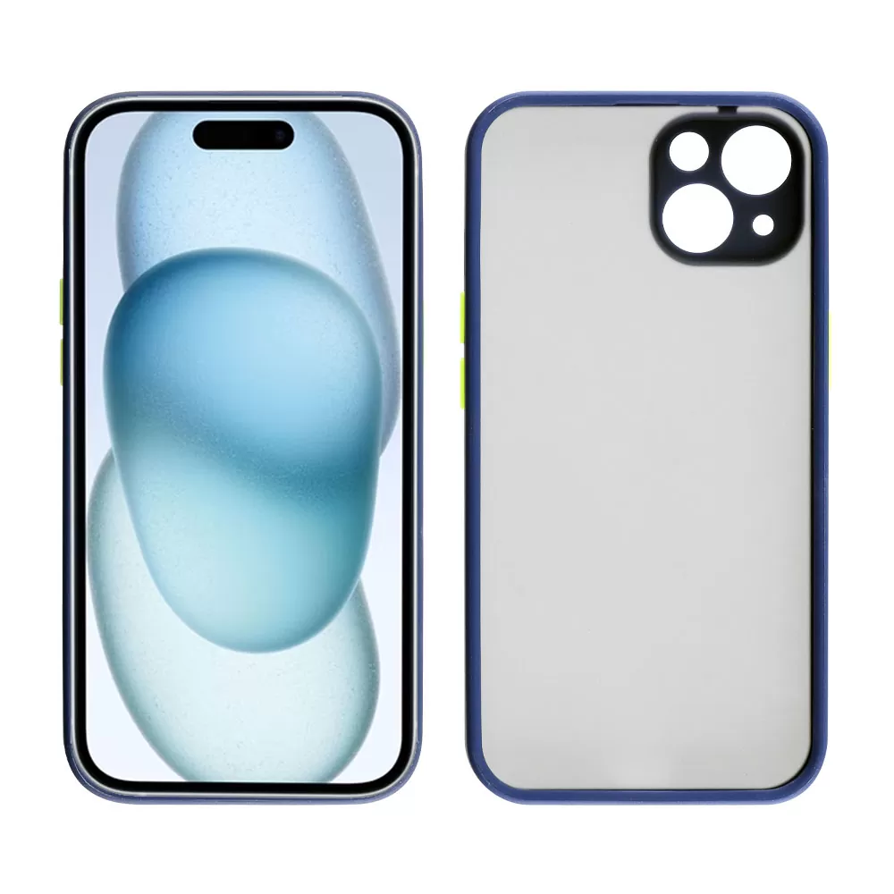 LIME HARDSHELL FUSION ΘΗΚΗ IPHONE 15 6.1in  FULL CAMERA PROTECTION BLUE WITH YELLOW KEYS - Image 7