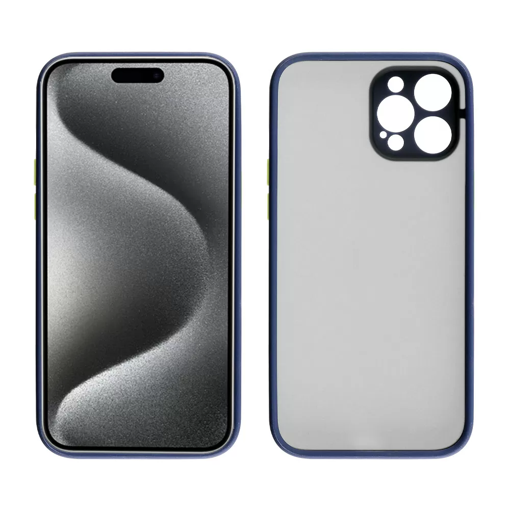 LIME HARDSHELL FUSION ΘΗΚΗ IPHONE 15 PRO 6.1in  FULL CAMERA PROTECTION BLUE WITH YELLOW KEYS - Image 7