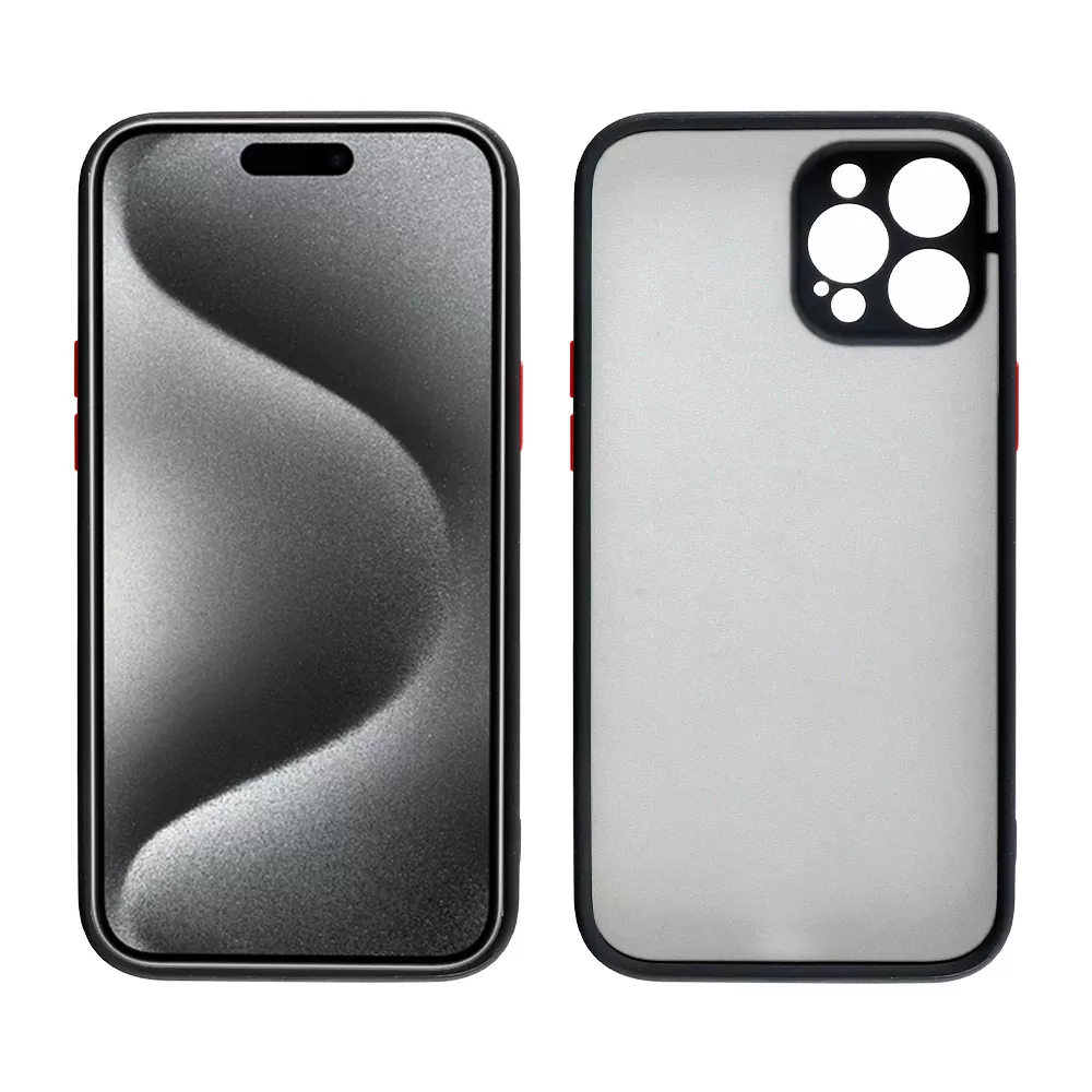 LIME HARDSHELL FUSION ΘΗΚΗ IPHONE 15 PRO MAX 6.7in  FULL CAMERA PROTECTION BLACK WITH RED KEYS - Image 6
