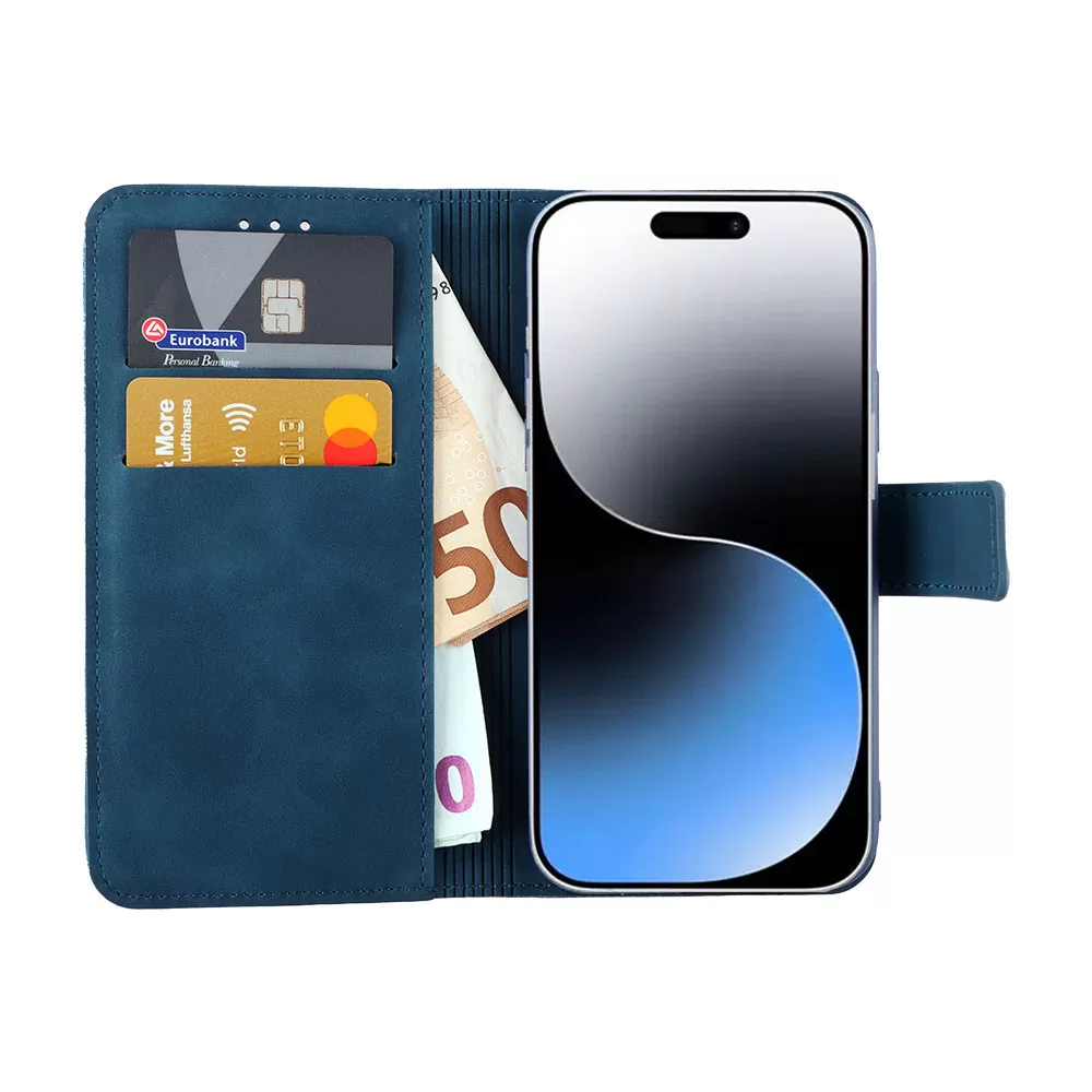 LIME ESSENTIAL ΘΗΚΗ IPHONE 15 PLUS 6.7in  MAGNET BOOK STAND CLIP DARK BLUE - Image 5
