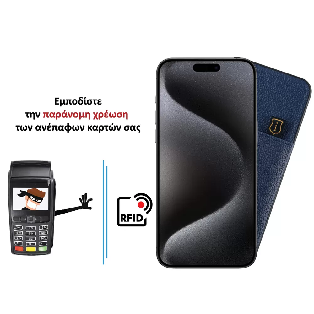 IDOL 1991 ANTI-RFID LEATHER SMART WALLET ΘΗΚΗ IPHONE 15 6.1in CAMERA GUARD BLUE - Image 4