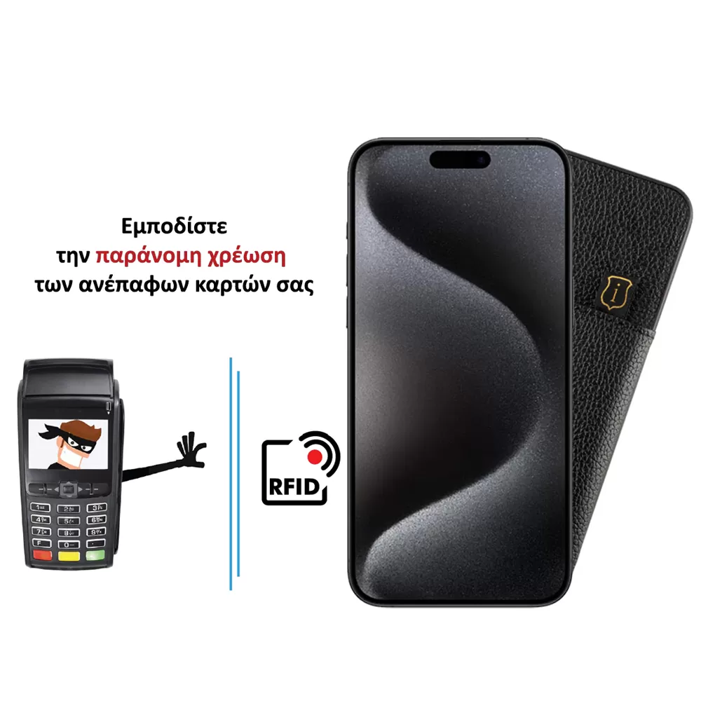 IDOL 1991 ANTI-RFID LEATHER SMART WALLET ΘΗΚΗ IPHONE 15 PRO 6.1in CAMERA GUARD BLACK - Image 4
