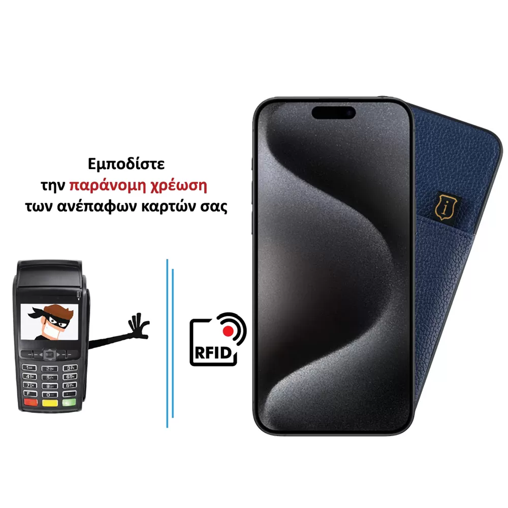 IDOL 1991 ANTI-RFID LEATHER SMART WALLET ΘΗΚΗ IPHONE 15 PRO 6.1in CAMERA GUARDBLUE - Image 4