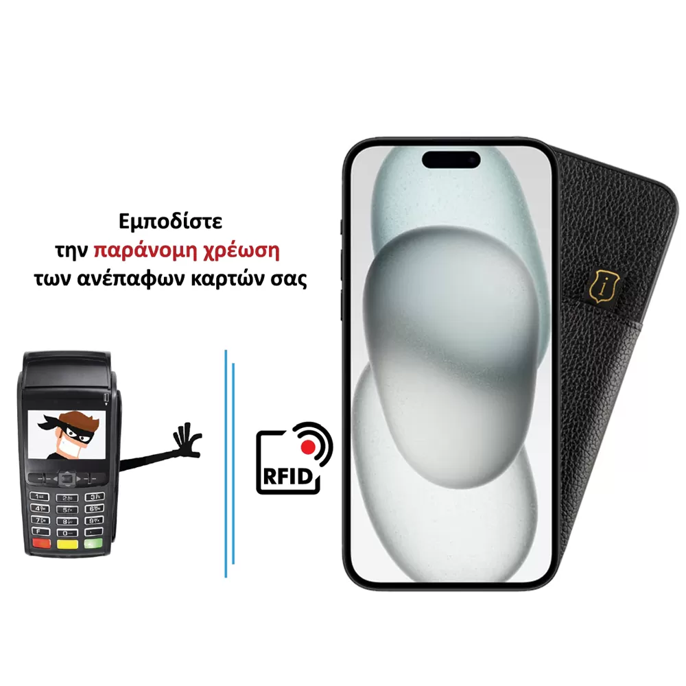 IDOL 1991 ANTI-RFID LEATHER SMART WALLET ΘΗΚΗ IPHONE 15 PLUS 6.7in CAMERA GUARD BLACK - Image 4