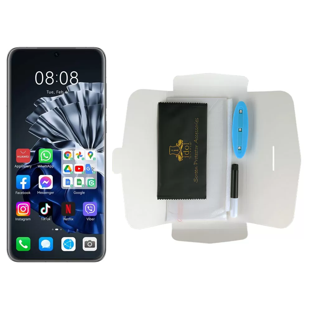IDOL 1991 UV TEMPERED GLASS HUAWEI P60 PRO 6.67in 9H 0.20mm 10D SEMI WITH GLUE-TOOL FINGER UNLOCK FULL COVER TRANSPARENT - Image 5