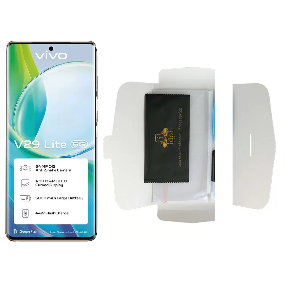IDOL 1991 UV TEMPERED GLASS VIVO V29 LITE 5G 6.78in 9H 0.20mm 10D SEMI WITH GLUE-TOOL FINGER UNLOCK FULL COVER TRANSPARENT - Image 5