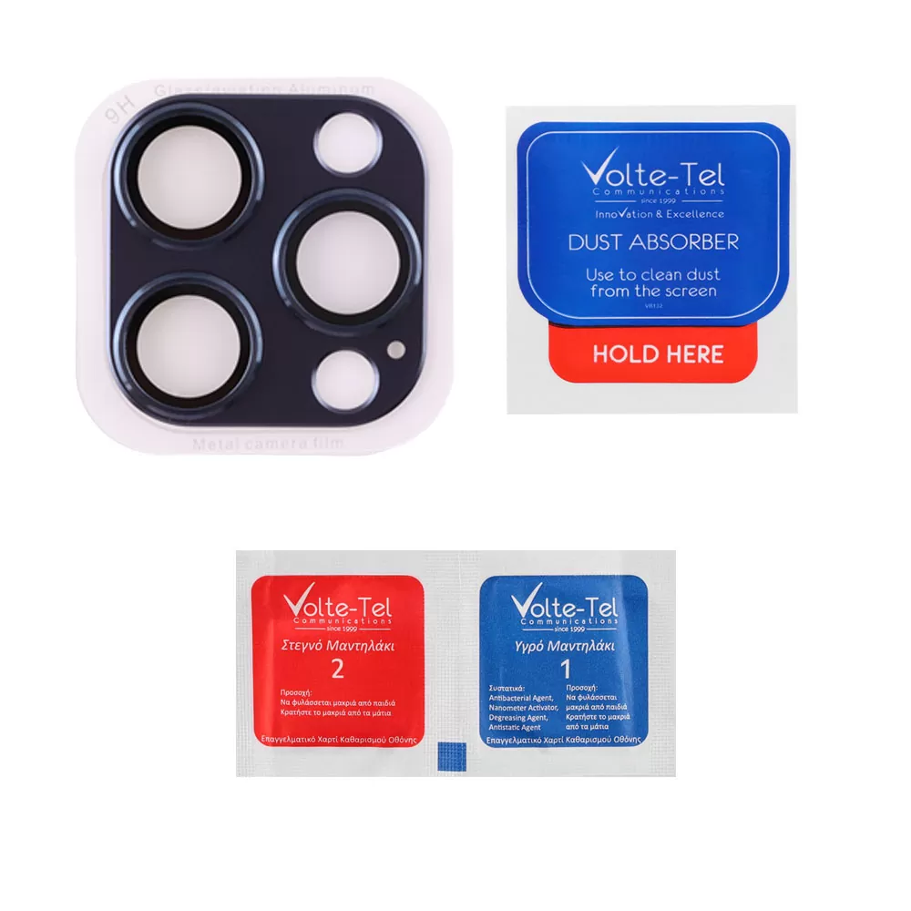 VOLTE-TEL CAMERA GLASS COVER IPHONE 15 PRO 6.1in/IPHONE 15 PRO MAX 6.7in 9H 0.30MM 3D AR ALUMINIUM-ELECTROPLATING FRAME BLUE - Image 3