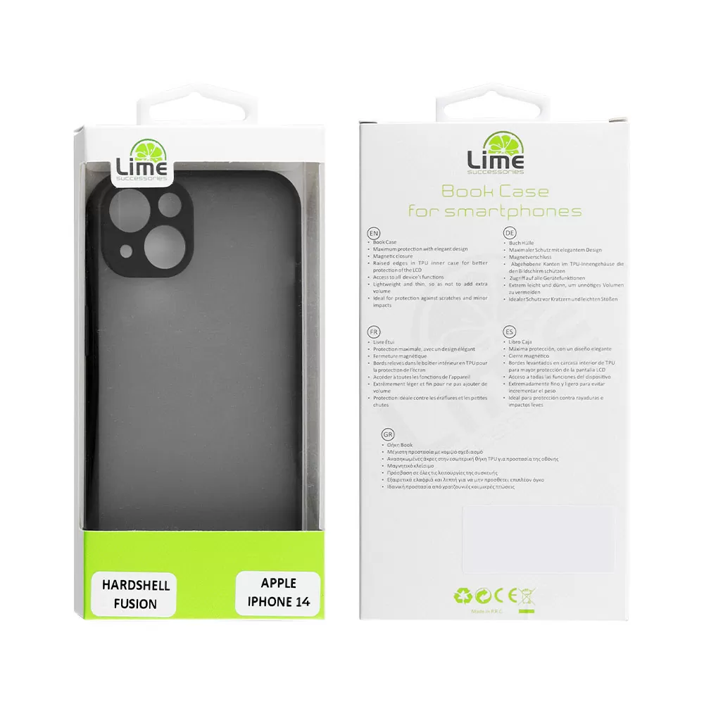 LIME HARDSHELL FUSION ΘΗΚΗ IPHONE 14 6.1in  FULL CAMERA PROTECTION BLACK WITH RED KEYS - Image 2