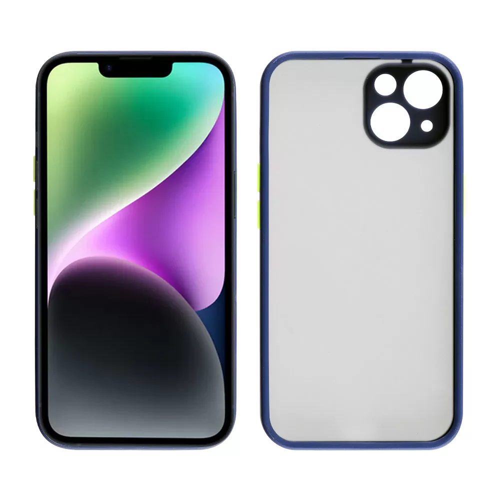 LIME HARDSHELL FUSION ΘΗΚΗ IPHONE 14 6.1in  FULL CAMERA PROTECTION BLUE WITH YELLOW KEYS - Image 6