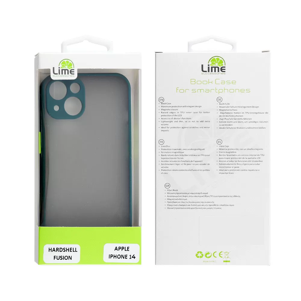 LIME HARDSHELL FUSION ΘΗΚΗ IPHONE 14 6.1in  FULL CAMERA PROTECTION GREEN WITH YELLOW KEYS - Image 2