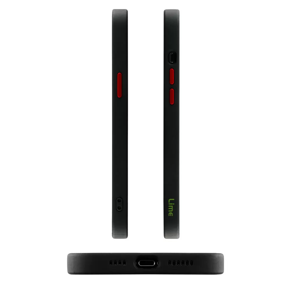 LIME HARDSHELL FUSION ΘΗΚΗ IPHONE 14 PRO 6.1in  FULL CAMERA PROTECTION BLACK WITH RED KEYS - Image 3
