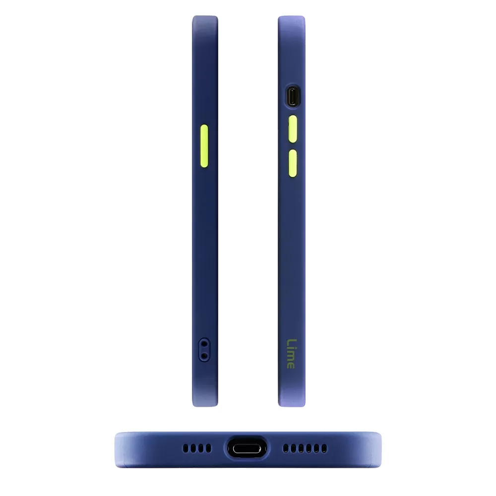 LIME HARDSHELL FUSION ΘΗΚΗ IPHONE 14 PLUS 6.7in  FULL CAMERA PROTECTION BLUE WITH YELLOW KEYS - Image 3