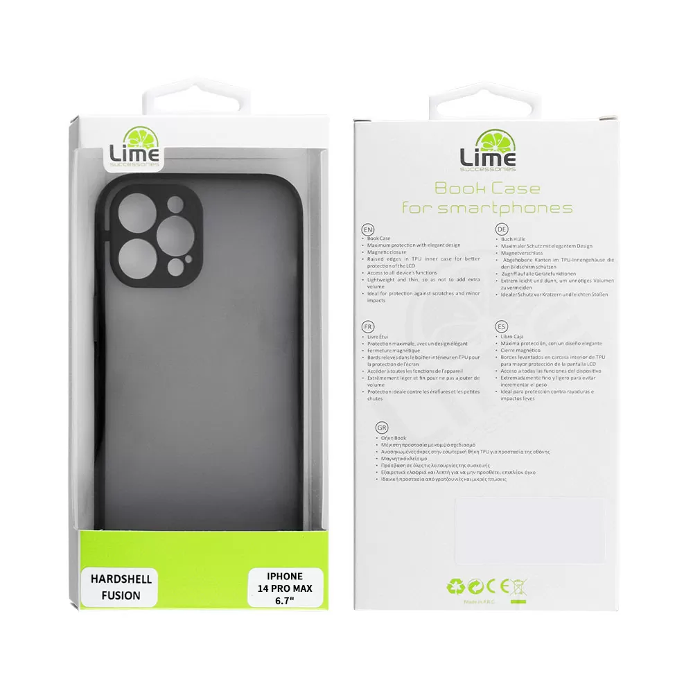 LIME HARDSHELL FUSION ΘΗΚΗ IPHONE 14 PRO MAX 6.7in  FULL CAMERA PROTECTION BLACK WITH RED KEYS - Image 2