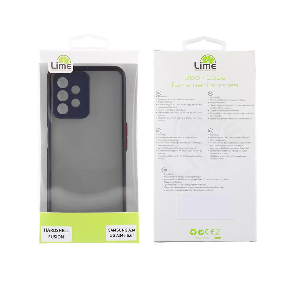 LIME HARDSHELL FUSION ΘΗΚΗ SAMSUNG A34 5G A346 6.6in  FULL CAMERA PROTECTION BLACK WITH RED KEYS - Image 2
