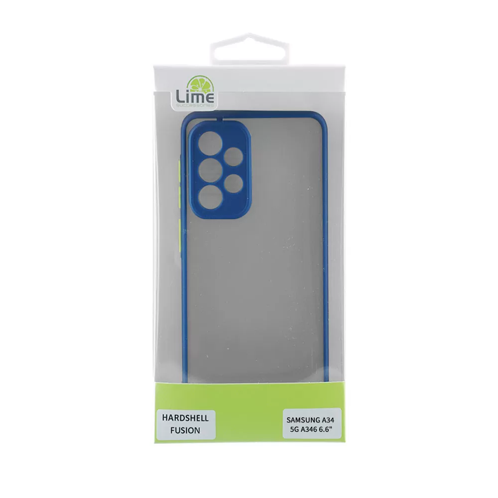 LIME HARDSHELL FUSION ΘΗΚΗ SAMSUNG A34 5G A346 6.6in  FULL CAMERA PROTECTION BLUE WITH YELLOW KEYS - Image 3