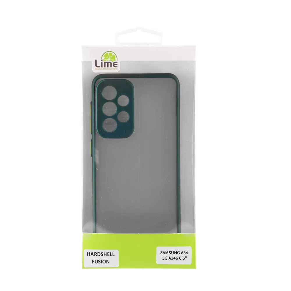 LIME HARDSHELL FUSION ΘΗΚΗ SAMSUNG A34 5G A346 6.6in  FULL CAMERA PROTECTION GREEN WITH YELLOW KEYS - Image 3