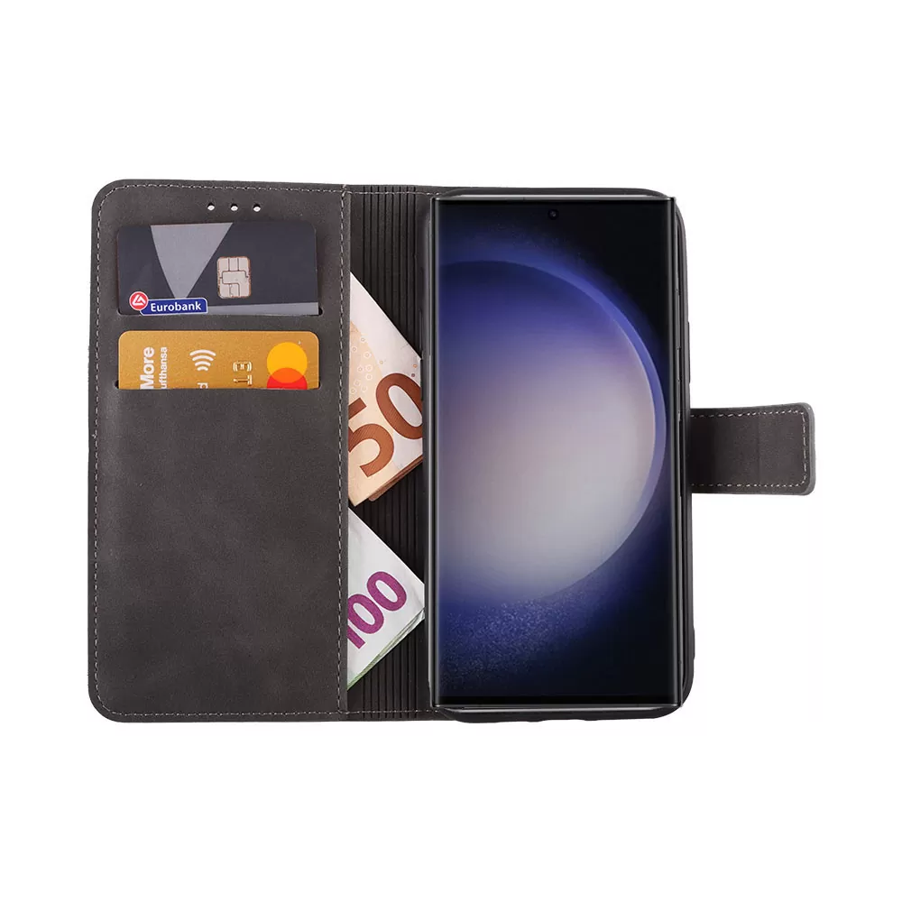 LIME ESSENTIAL ΘΗΚΗ SAMSUNG S23 ULTRA 5G S918 6.8in  MAGNET BOOK STAND CLIP GREY - Image 5