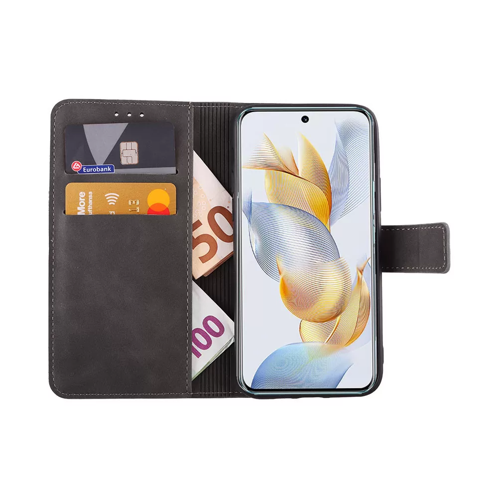 LIME ESSENTIAL ΘΗΚΗ HONOR 90 5G 6.7in  MAGNET BOOK STAND CLIP GREY - Image 5