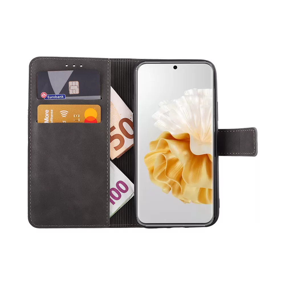 LIME ESSENTIAL ΘΗΚΗ HUAWEI P60 PRO 6.67in  MAGNET BOOK STAND CLIP GREY - Image 5