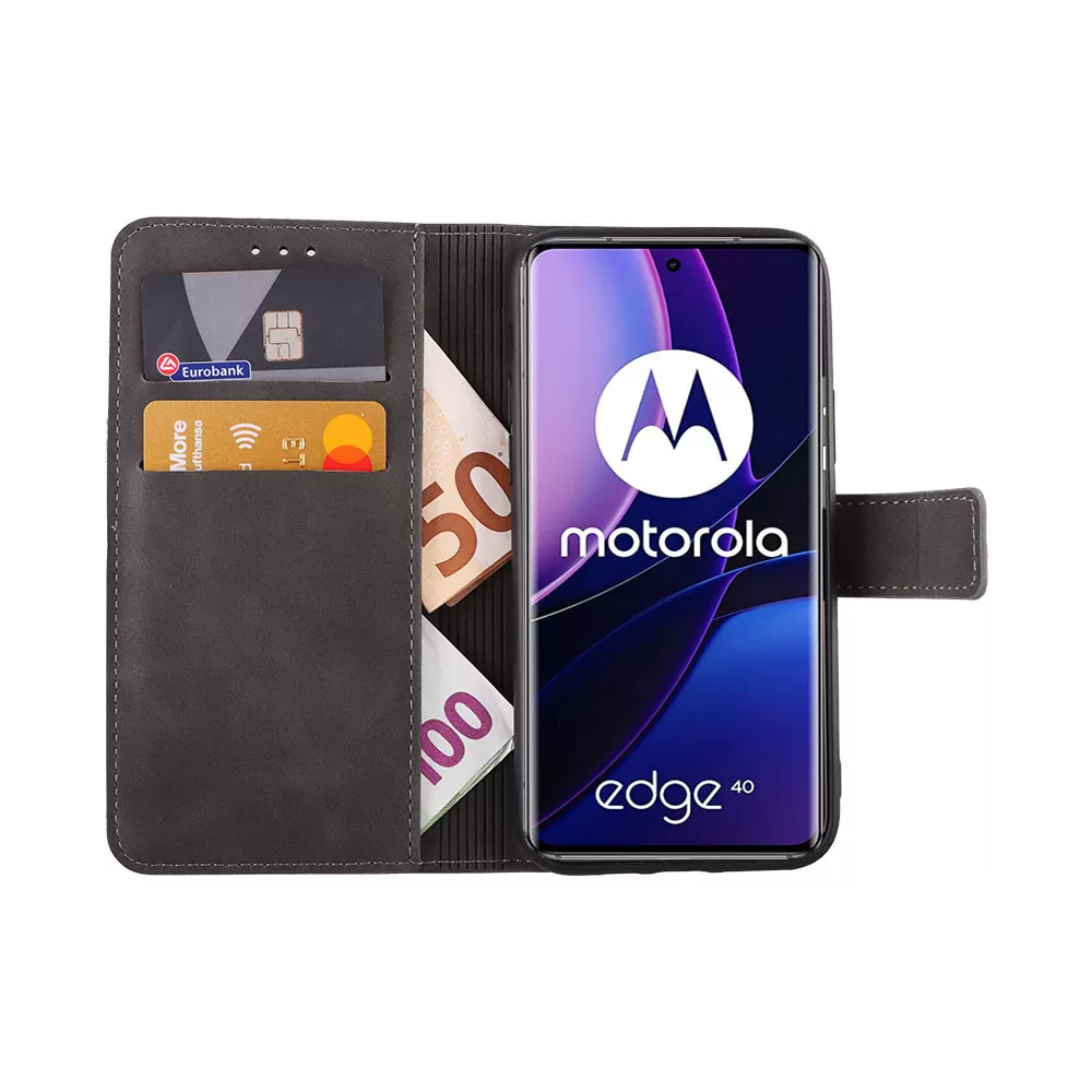 LIME ESSENTIAL ΘΗΚΗ MOTOROLA MOTO EDGE 40 5G 6.55in  MAGNET BOOK STAND CLIP GREY - Image 5