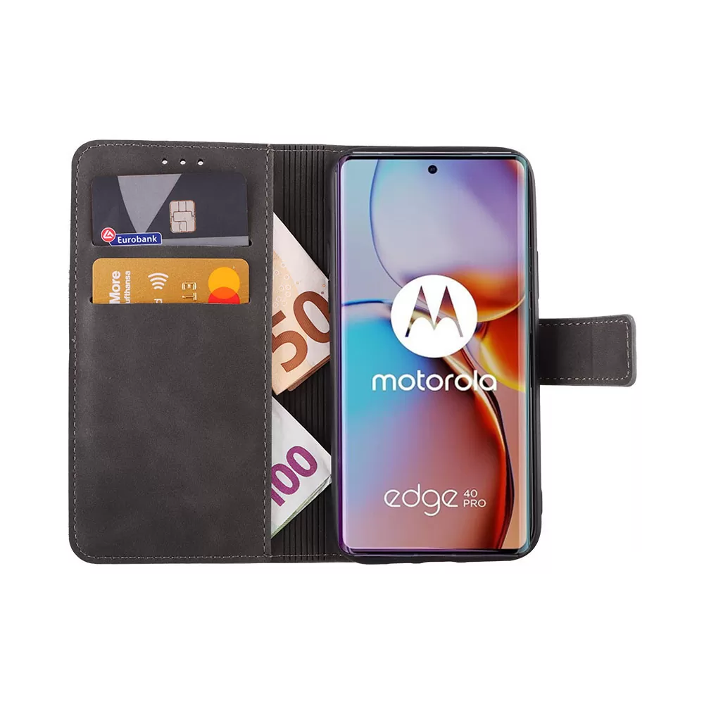 LIME ESSENTIAL ΘΗΚΗ MOTOROLA MOTO EDGE 40 PRO 5G 6.67in  MAGNET BOOK STAND CLIP GREY - Image 5