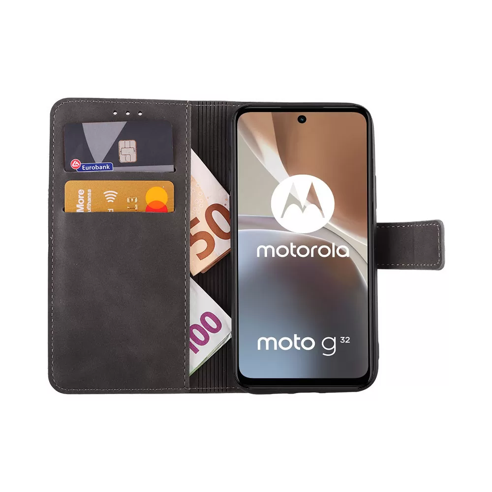 LIME ESSENTIAL ΘΗΚΗ MOTOROLA MOTO G32 6.5in  MAGNET BOOK STAND CLIP GREY - Image 5