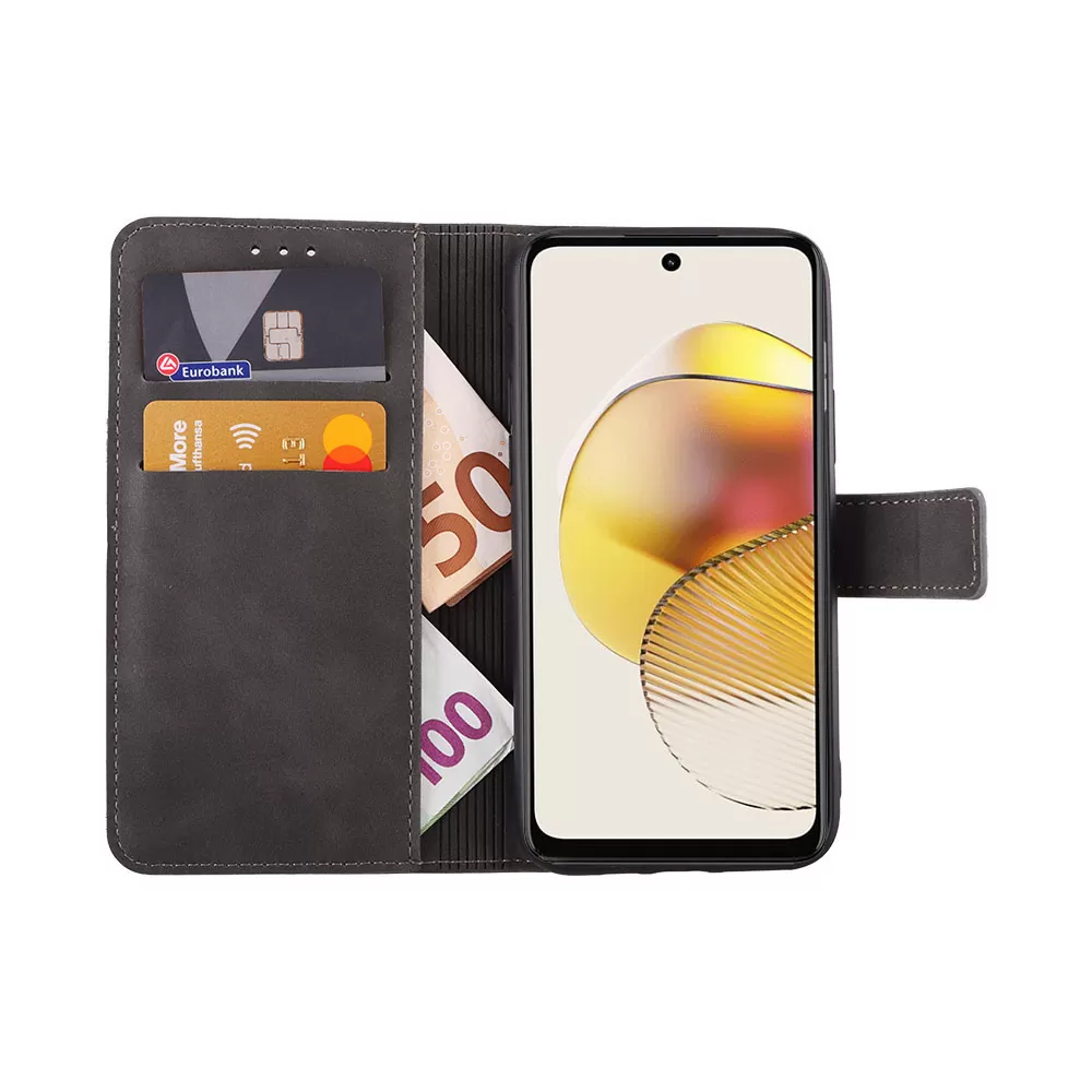 LIME ESSENTIAL ΘΗΚΗ MOTOROLA MOTO G73 6.5in  MAGNET BOOK STAND CLIP GREY - Image 5