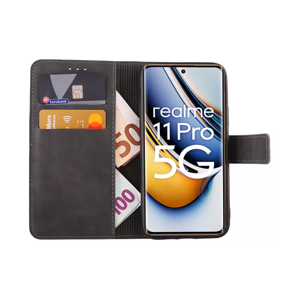 LIME ESSENTIAL ΘΗΚΗ REALME 11 PRO 5G/11 PRO PLUS 5G 6.7in  MAGNET BOOK STAND CLIP GREY - Image 5