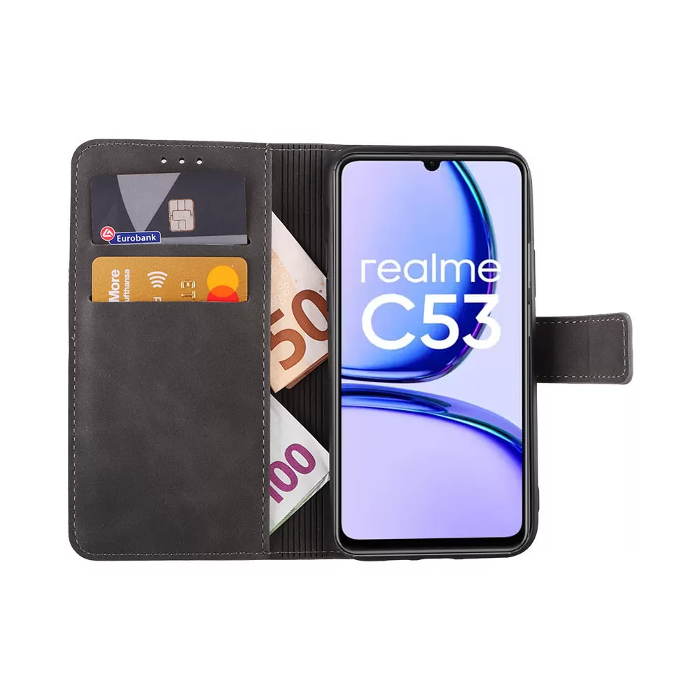 LIME ESSENTIAL ΘΗΚΗ REALME C51/C53 6.74in  MAGNET BOOK STAND CLIP GREY - Image 5