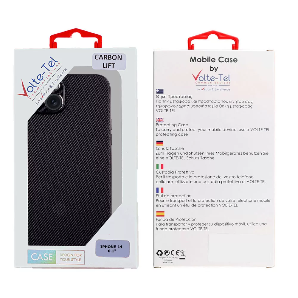 VOLTE-TEL CARBON LIFT ΘΗΚΗ IPHONE 14 6.1in  FULL CAMERA PROTECTION BLACK - Image 2