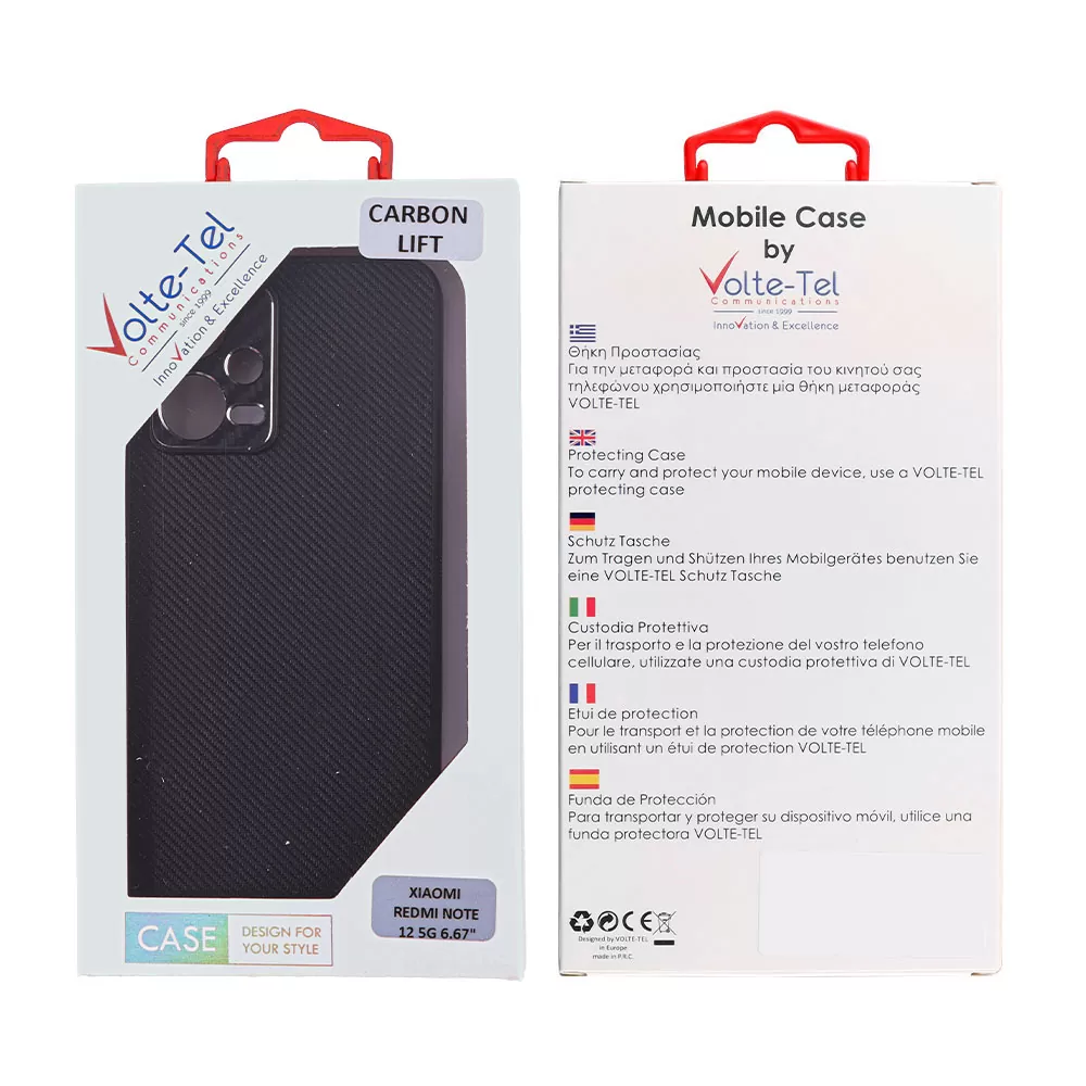 VOLTE-TEL CARBON LIFT ΘΗΚΗ XIAOMI REDMI NOTE 12 5G 6.67in  FULL CAMERA PROTECTION BLACK - Image 2