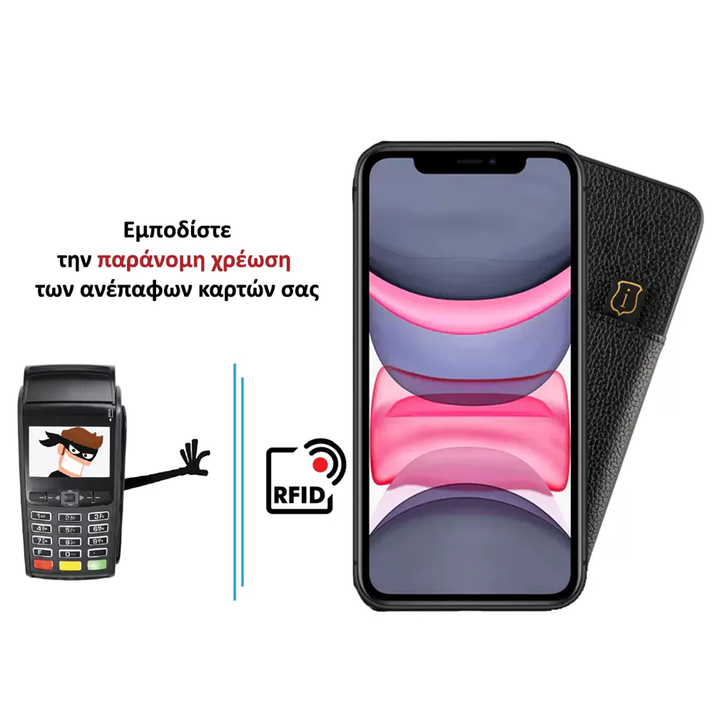 IDOL 1991 ANTI-RFID LEATHER SMART WALLET ΘΗΚΗ IPHONE 11 6.1in CAMERA GUARD BLACK - Image 4